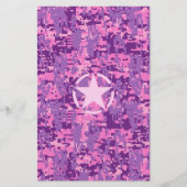 ホットピンクガーリーデジタルカモフラージュ迷彩柄 便箋 (正面)