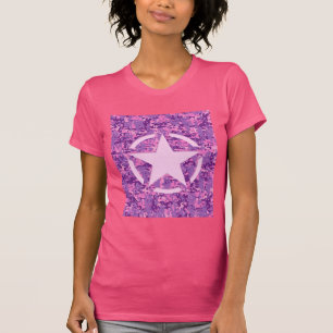 ホットピンクガーリーデジタルカモフラージュ迷彩柄 Tシャツ