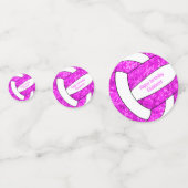 ホットピンクガーリーバレーボールのバースデーカスタムタリー コンフェッティ (正面)