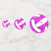 ホットピンクガーリーバレーボールのバースデーカスタムタリー コンフェッティ (裏面)