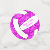 ホットピンクガーリーバレーボールのバースデーカスタムタリー コンフェッティ (スモール正面)