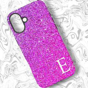 ホットピンクガーリープリントグリッターかわいいモノグラム iPhone 16 PLUSケース