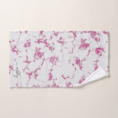 ホットピンクガーリーマゼンタグリッター大理石スクリプト名 バスタオルセット (ハンドタオル)