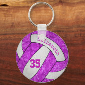 ホットピンクガールズバレーボールキーチェーン名 キーホルダー (正面)