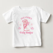 ホットピンクガールズファーストロデオ1歳誕生日 ベビーTシャツ (正面)