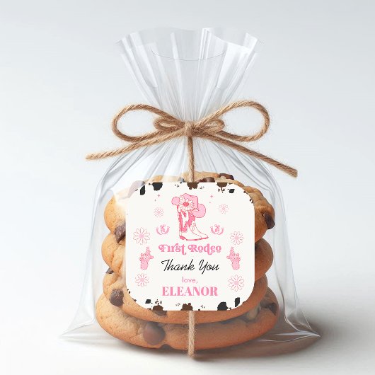 ホットピンクガールズファーストRodeo 1st誕生日ありがとう スクエアシール