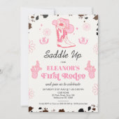 ホットピンクガールズファーストRodeo 1st誕生日招待状 シーズンカード (正面)