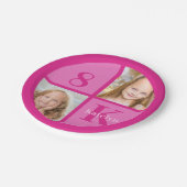 ホットピンクガールズフォトカスタム子供の誕生日パーティー ペーパープレート (アングル)