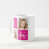 ホットピンクガールフォトコラージュカスタム誕生日ギフト コーヒーマグカップ (正面左)