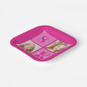 ホットピンクガールフォトコラージュカスタム誕生日パーティー ペーパープレート (傾斜あり)