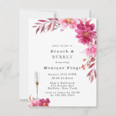 ホットピンクキクのブランチ&バブリー招待状 招待状 (正面)