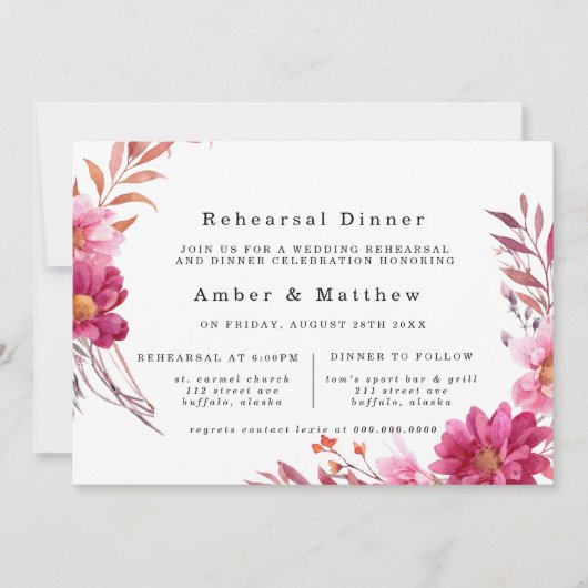 ホットピンクキクのリハーサルディナー 招待状 (正面)