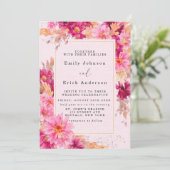 ホットピンクキクフローラ結婚式招待状 招待状 (スタンド正面)