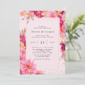 ホットピンクキクリース結婚式招待状 招待状 (スタンド正面)