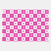 ホットピンクキャンディカネスペパーミント、雪片&ボウ ラッピングペーパーシート (正面3)