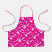 ホットピンクキャンディーケーンペパーミントスノーフレーク追加の名前 エプロン (正面)