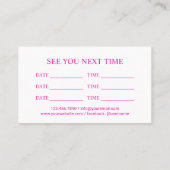 ホットピンクキュートヘアスケッチ美容師サロン 予約カード (裏面)