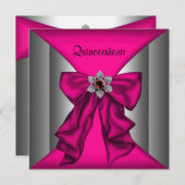 ホットピンクキンセアニェラホットピンク誕生日パーティー 招待状 (正面/裏面)