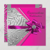 ホットピンクキンセアニェラ誕生日パーティー 招待状 (正面/裏面)