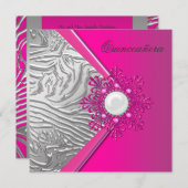 ホットピンクキンセアニェラ15thバースデーパーティー 招待状 (正面/裏面)