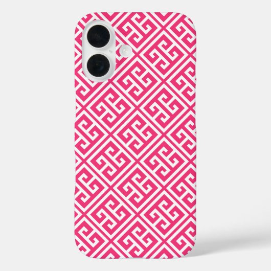 ホットピンクギリシャ鍵パターン Case-Mate iPhoneケース (裏面)