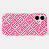 ホットピンクギリシャ鍵パターン Case-Mate iPhoneケース (裏面 (横))