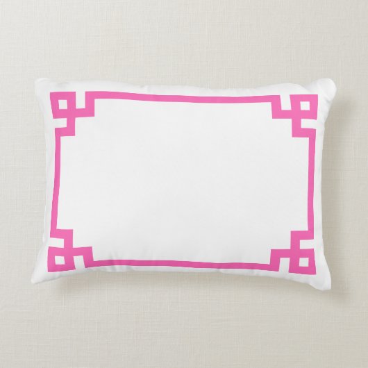 ホットピンクギリシャ鍵縁どモノグラム アクセントクッション (裏面)