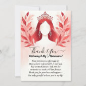 ホットピンククラウンティアラブラックレースレッドキンセアニェラ サンキューカード (正面)