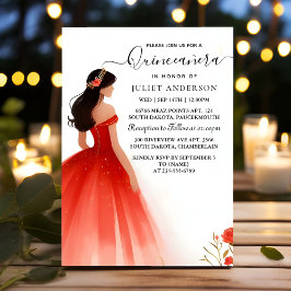 ホットピンククラウンティアラブラックレースレッドキンセアニェラ 招待状