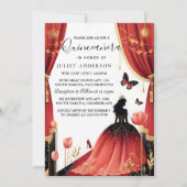 ホットピンククラウンティアラブラックレースレッドキンセアニェラ 招待状 (正面)