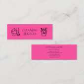 ホットピンククリーニングサービス会社 スキニー名刺 (正面/裏面)