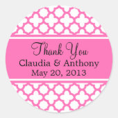 ホットピンククローバーパタ結婚ーンありがとう ラウンドシール (正面)