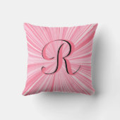 ホットピンククールカラーバーストモノグラムイニシャルカスタム クッション (裏面)