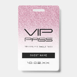 ホットピンクグラデーショングリッタースウィート16th VIPパス バッジ
