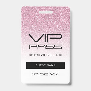 ホットピンクグラデーショングリッタースウィート16th VIPパス バッジ