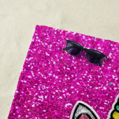 ホットピンクグラデーショングリッターユニコーンレインボーブラクルズ ビーチタオル (インサイチュ)