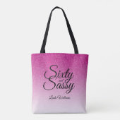 ホットピンクグラデーショングリッター60とサッシー60誕生日 トートバッグ (裏面)