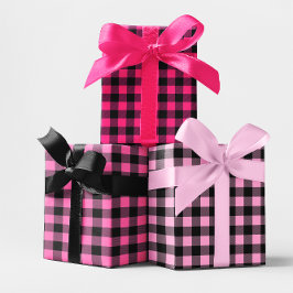 ホットピンクグラデーションバッファロープレイド小 ラッピングペーパーシート