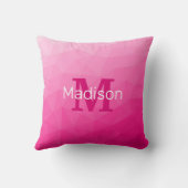 ホットピンクグラデーション幾何メッシュパターンモノグラム クッション (裏面)