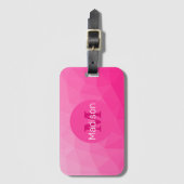 ホットピンクグラデーション幾何メッシュパターンモノグラム ラゲッジタグ (正面縦)