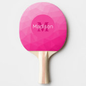 ホットピンクグラデーション幾何メッシュパターンモノグラム 卓球ラケット (正面)