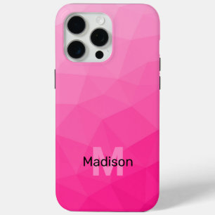ホットピンクグラデーション幾何学メッシュモノグラム iPhone 15 PRO MAXケース