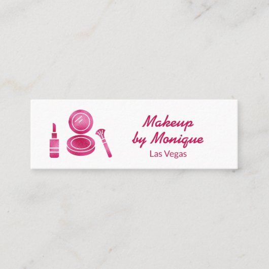 ホットピンクグラムメイクアップアーティストQRコード スキニー名刺 (正面)