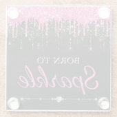 ホットピンクグラム滴下グリッターを輝かせ生まれる ガラスコースター (裏面)