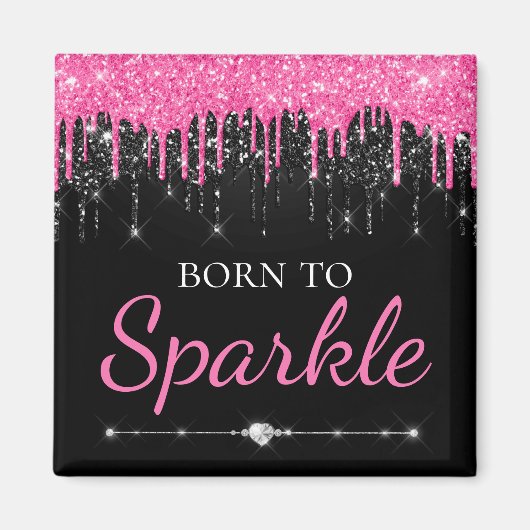 ホットピンクグラム滴下グリッターを輝かせ生まれる マグネット (正面)