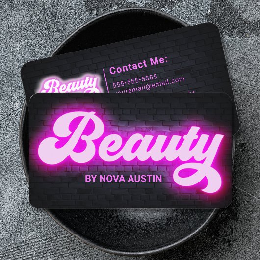 ホットピンクグラム美しいサロンヘアスタイリストQRコード 名刺