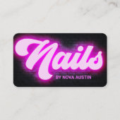 ホットピンクグラム美しいサロン爪、 ネイルテックQRコード 名刺 (正面)