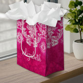 ホットピンクグランジダマスクパタカスタムーン文字 スモールペーパーバッグ