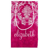 ホットピンクグランジダマスクパタカスタムーン文字 スモールペーパーバッグ (正面)