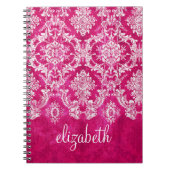 ホットピンクグランジダマスクパタカスタムーン文字 ノートブック (正面)